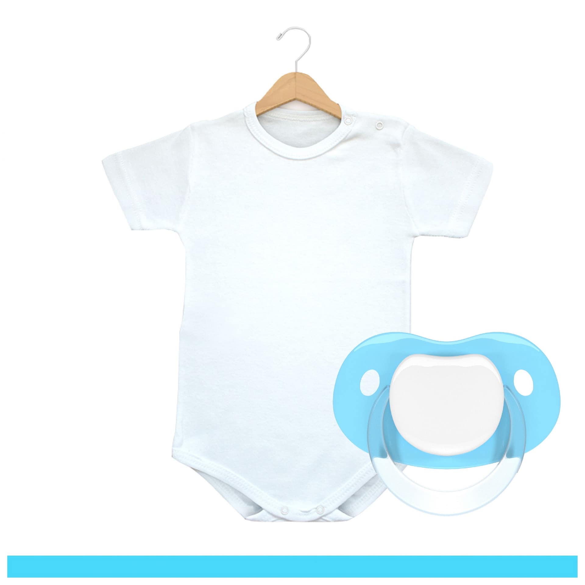 Pack body + chupete personalizable azul manga corta ckids