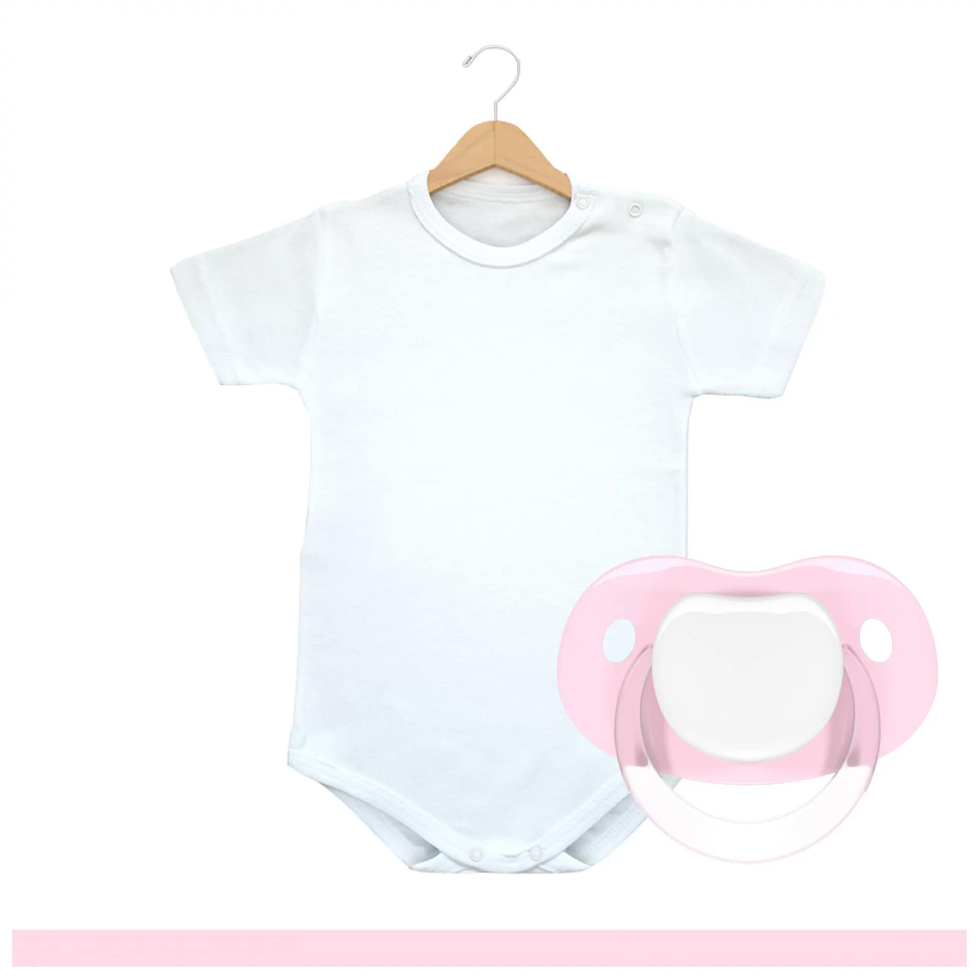 Pack Body + Chupete Personalizado Ckids Pack Body + Chupete Personalizado Ckids Pack body + chupete personalizable rosa manga corta ckids