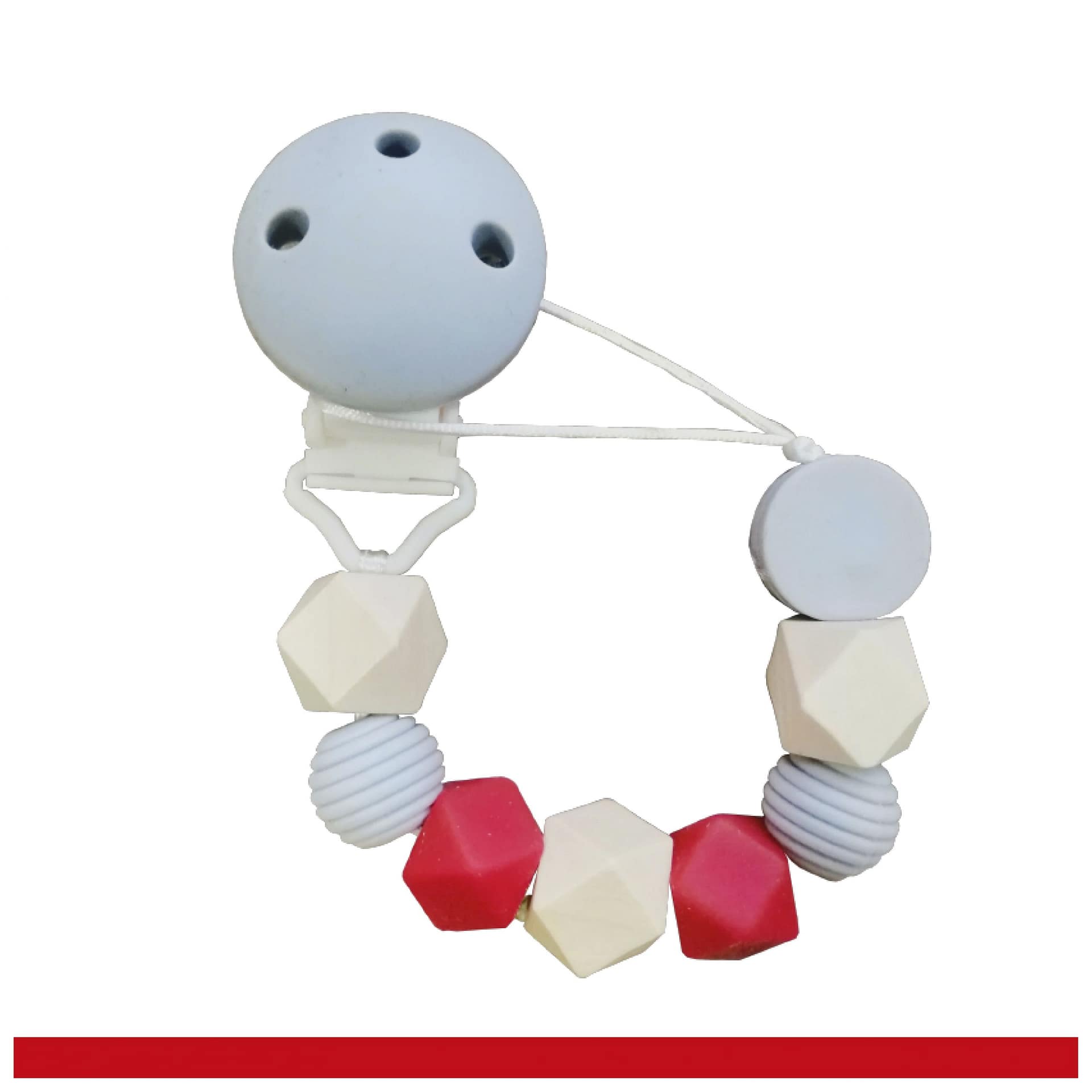 Sujeta chupetes redondo silicona ROJO CKIDS