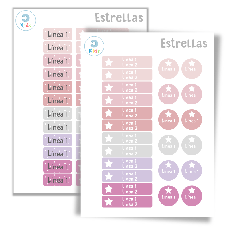 Etiquetas textiles adhesivas Rosa Ckids Etiquetas textiles adhesivas Estrellas Pink palette Etiquetas textiles adhesivas Rosa Ckids